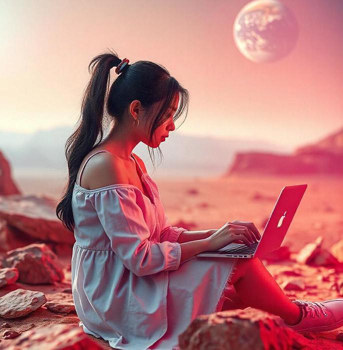 Freelancer working on laptop