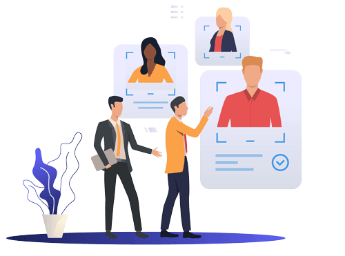 Illustration of people and resumes